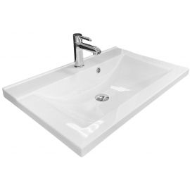Раковина, умивальник Adamant QUANTO, штучний камінь, прямокут., з отвором для змішувача, з отвором для переливу, 700х447х140мм, накладний, білий
