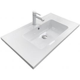 Раковина, умивальник Adamant FLATE, штучний камінь, прямокут., з отвором для змішувача, з отвором для переливу, 800х450х140мм, накладний, білий