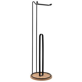 Тримач для туалетного паперу Ardesto Minimalism 16.5х16.5х55см, метал, бамбук, чорний