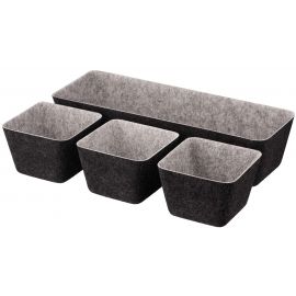 Набір контейнерів Ardesto Prestigio 4 предмети, 38.5x13.5x9cm/12x12x8.5см, фетр, сірий