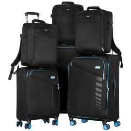 Набір валіз 2E, Trek, (L+M+S), TSA, 4 колеса, + 3 рюкзаки Cabin (2E-BPET-CABIN-BK), поліестр, чорний