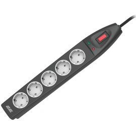 Подовжувач мережевий 2E 10м, 5xТипF, 16A, фільтр, чорний