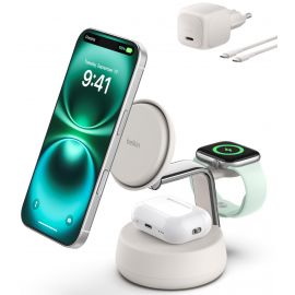 Зарядний пристрій бездротовий Belkin UltraCharge Pro 3-in-1 Magnetic Charging Dock 25Вт, Sand
