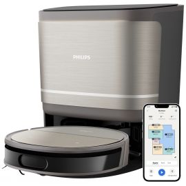 Робот-пилосос Philips Series 9000, h=9.8см, вологе прибирання, конт пил -0.21л, вода -0.22л, автон. робота до 280хв, EPA 11, чорний-металік
