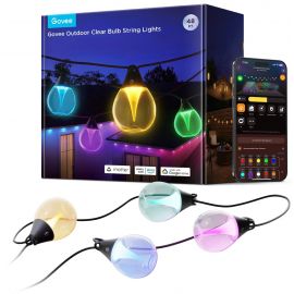 Набір світлодіодних ламп Govee H7025 Outdoor Clear Bulb String Lights, 15м, RGBIC/Warm White, WI-FI/Bluetooth, чорний