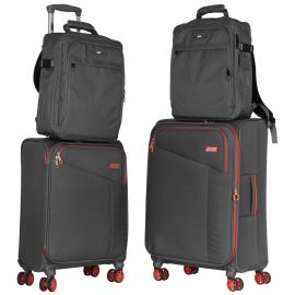 Набір валіз 2E, Trek, (M+S), TSA, 4 колеса, + 2 рюкзаки Cabin (2E-BPET-CABIN-GR), поліестр, сірий