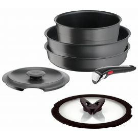 Набір посуду Tefal Ingenio Inspiration, 6 предметів, алюміній, скло, бакеліт, чорний