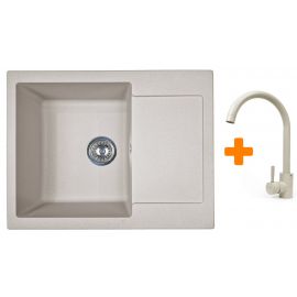 Набір кухонний Adamant Minimal, штучний камінь, прямокут., з крилом, 615х495х200мм, чаша - 1, врізна, Avena + змішувач