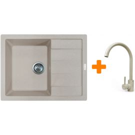 Набір кухонний Adamant Anila, штучний камінь, прямокут., з крилом, 645х495х200мм, чаша - 1, врізна, Avena + змішувач