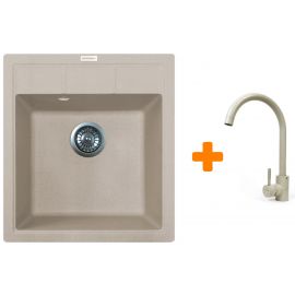 Набір кухонна Adamant Brick, штучний камінь, квадрат, без крила, 460x515x200мм, чаша - 1, врізна, Avena + змішувач