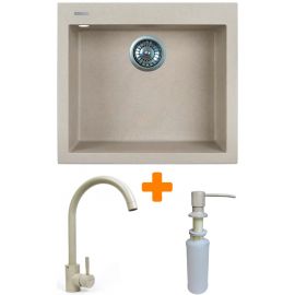 Набір кухонний Adamant Univer, штучний камінь, квадрат, без крила, 560х500х200мм, чаша - 1, врізна, Avena + змішувач та дозатор