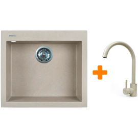 Набір кухонний Adamant Univer, штучний камінь, квадрат, без крила, 560х500х200мм, чаша - 1, врізна, Avena + змішувач