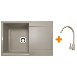 Набір кухонний Adamant Horizon, штучний камінь, прямокут., з крилом, 780х495х230мм, чаша - 1, врізна, Avena + змішувач