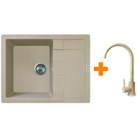 Набір кухонний Adamant Anila, штучний камінь, прямокут., з крилом, 645х495х200мм, чаша - 1, врізна, Сахара + змішувач