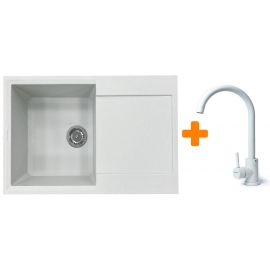 Набір кухонний Adamant Horizon, штучний камінь, прямокут., з крилом, 780х495х230мм, чаша - 1, врізна, Old stone + змішувач