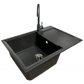 Набір кухонний Adamant Horizon Medium, штучний камінь, прямокут., з крилом, 700х500х230мм, чаша - 1, врізна, графіт + змішувач