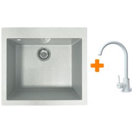 Набір кухонний Adamant Univer, штучний камінь, квадрат, без крила, 560х500х200мм, чаша - 1, врізна, Old stone + змішувач