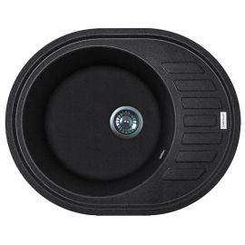 Мийка кухонна Adamant Ovum, штучний камінь, овальна, з крилом, 615х495х200мм, чаша - 1, врізна, чорний