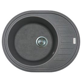 Мийка кухонна Adamant Ovum, штучний камінь, овальна, з крилом, 615х495х200мм, чаша - 1, врізна, сірий