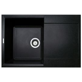 Мийка кухонна Adamant Horizon, штучний камінь, прямокут., з крилом, 780х495х230мм, чаша - 1, врізна, чорний