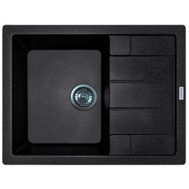 Мийка кухонна Adamant Anila, штучний камінь, прямокут., з крилом, 645х495х200мм, чаша - 1, врізна, чорний