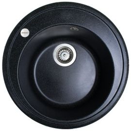 Мийка кухонна Adamant Sun, штучний камінь, кругла, без крила, 510x200мм, чаша - 1, врізна, чорний