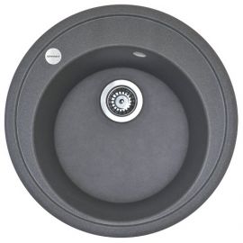 Мийка кухонна Adamant Sun, штучний камінь, кругла, без крила, 510x200мм, чаша - 1, врізна, сірий