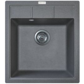 Мийка кухонна Adamant Brick, штучний камінь, квадрат, без крила, 460x515x200мм, чаша - 1, врізна, сірий