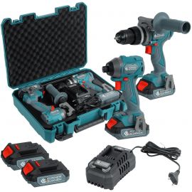 Набір із двох акумуляторних інструментів Konner&Sohnen KS IDISD 20V SET 2 20В дриль ударний, гвинтоверт, швидкий ЗП 2А акб 2х2А·год кейс 5кг