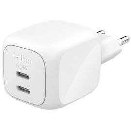 Зарядний пристрій мережевий Belkin 50Вт 2хUSB-С GAN PD PPS, білий