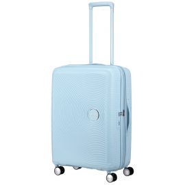 Валіза American Tourister, Soundbox, поліпропілен, середня, 67см, 71.5/81л, TSA, 4 колеса, EXP, пастельно-блакитний