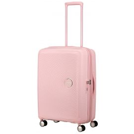 Валіза American Tourister, Soundbox, поліпропілен, середня, 67см, 71.5/81л, TSA, 4 колеса, EXP, пастельно-рожевий