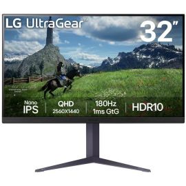 Монітор LG 31.5" 32GS85Q-B 2xHDMI, DP, USB, Audio, NanoIPS, 2560x1440, 180Hz, 1ms, DCI-P3 98%, G-SYNC, FreeSync, Pivot, HDR10