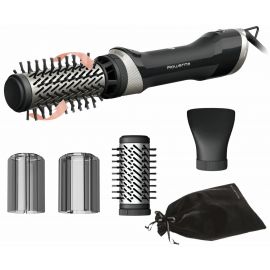 Фен-щітка Rowenta Brush Active, 1000Вт, 3 режими, іоніз-я, хол. обдув, оберт. насадка, 3 насадки, кераміка, чорний