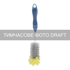 Щітка для миття пляшок з губкою ARDESTO Solid 34х5см, пластик, блакитний