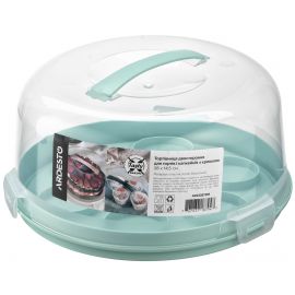 Тортівниця двостороння для тортів і капкейків з кришкою ARDESTO Tasty baking, 28х14.5см, пластик, блакитний