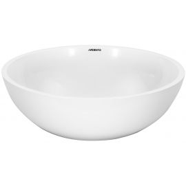 Раковина, умивальник ARDESTO Jade, штучний камінь, кругла, без отвору для змішувача та переливу, 420х150мм, накладний, білий