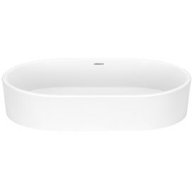 Раковина, умивальник ARDESTO Elle, штучний камінь, овальна, без отвору для змішувача та переливу, 540x350x110мм, накладний, білий