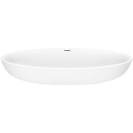 Раковина, умивальник ARDESTO Madeleine, штучний камінь, овальна, без отвору для змішувача та переливу, 590х295х130мм, накладний, білий