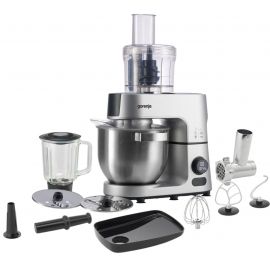 Кухонна машина Gorenje 1500Вт, дисплей, чаша-метал, корпус-метал+пластік, насадок-7, сріблястий