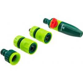 Набір для поливу Verto 1/2", зрошувач ручний прямий, 2 конектори для шланга, конектор для крана