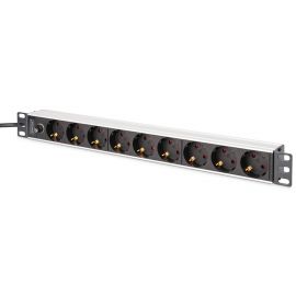 Пристрій розподілу електроживлення DIGITUS 1U, 8xSchuko, 10A, 250V, запобіжник, вилка C14