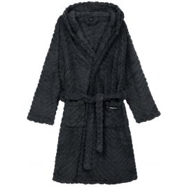 Халат жіночий ARDESTO Zigzag, розмір XXL, 100% поліестер, сірий