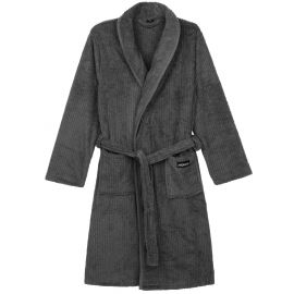 Халат чоловічий ARDESTO Stripe, розмір M/L, 100% поліестер, сірий