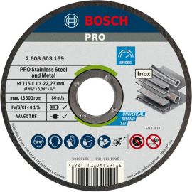Диск відрізний Bosch Professional для нержавіючої сталі та металу 115x1x22.23мм