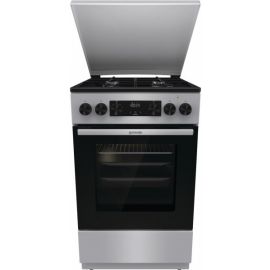 Плита Gorenje комбінована, 62л, 50x60см, метал. кришка, дисплей, емальовані реш, титан