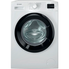 Пральна машина Indesit фронтальна, 7кг, 1200, A+++, 49.6см, дисплей, пара, інвертор, люк чорний, білий
