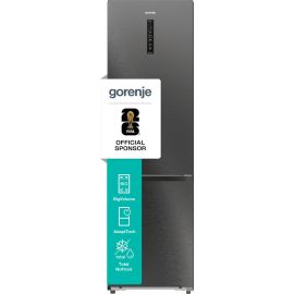 Холодильник з нижн. мороз. камерою Gorenje, 203х66х60см, 2 двері, 257(121)л, А+, Total NF, Зона св-ті, Інвертор, Зовн. Дисп, Wi-Fi, Чорний