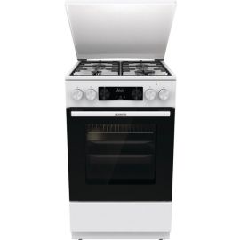 Плита Gorenje комбінована, 70л, 50x60см, метал. кришка, дисплей, IconLed, емальовані, білий