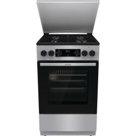 Плита Gorenje комбінована, 70л, 50x60см, метал. кришка, дисплей, IconLed, емальовані реш, титан